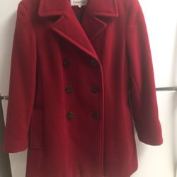Calvin Klein 60% Wool Light Burgundy Coat Size 6 Like New