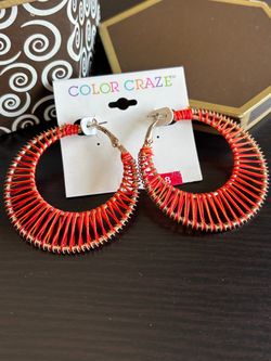 Two Tone Thread Wrapped Hoop Earrings