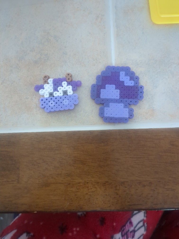 Purple Cow And Mushroom Perler