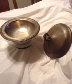 Silver and glass serving bowl