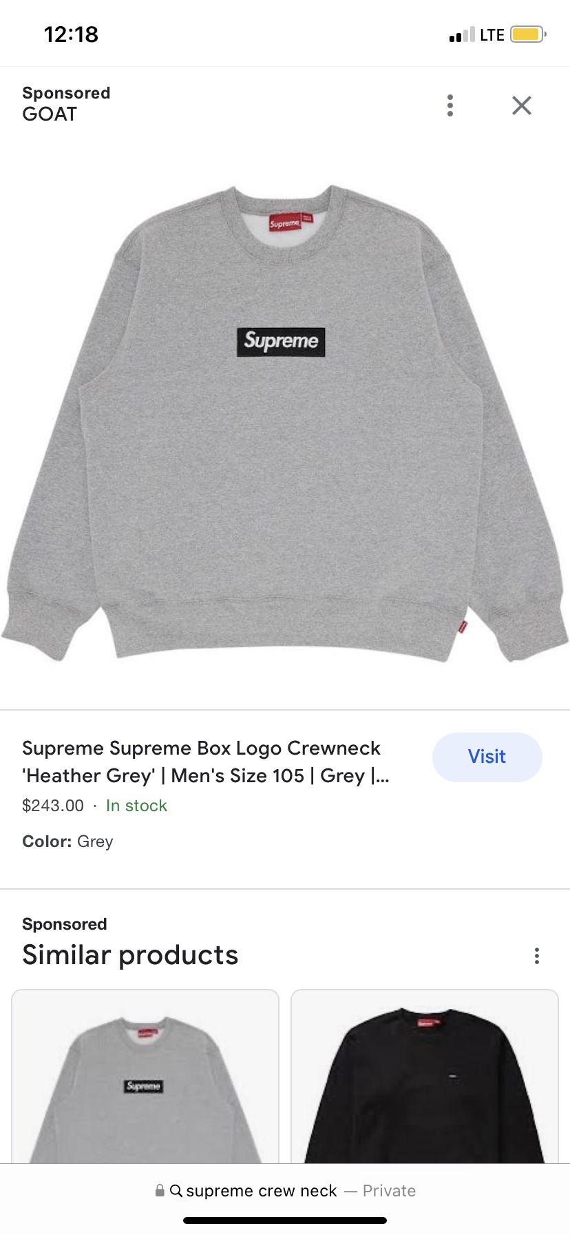Supreme Crewneck Sweater Men
