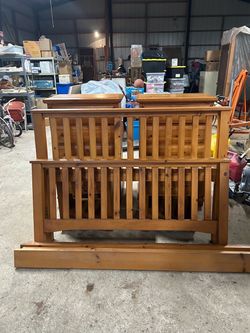 Solid Wood Full Bed Frame with Headboard