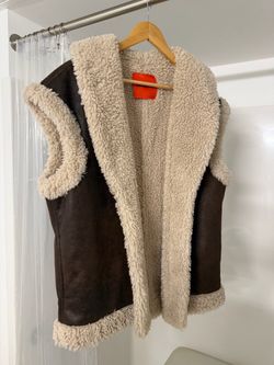 Simon Miller size medium/large Shearling Vest Dark Brown Leather