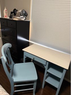Wood desk and hair