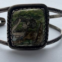 Skrimshaw Sterling silver Fairy Cuff Bracelet  Native 925 