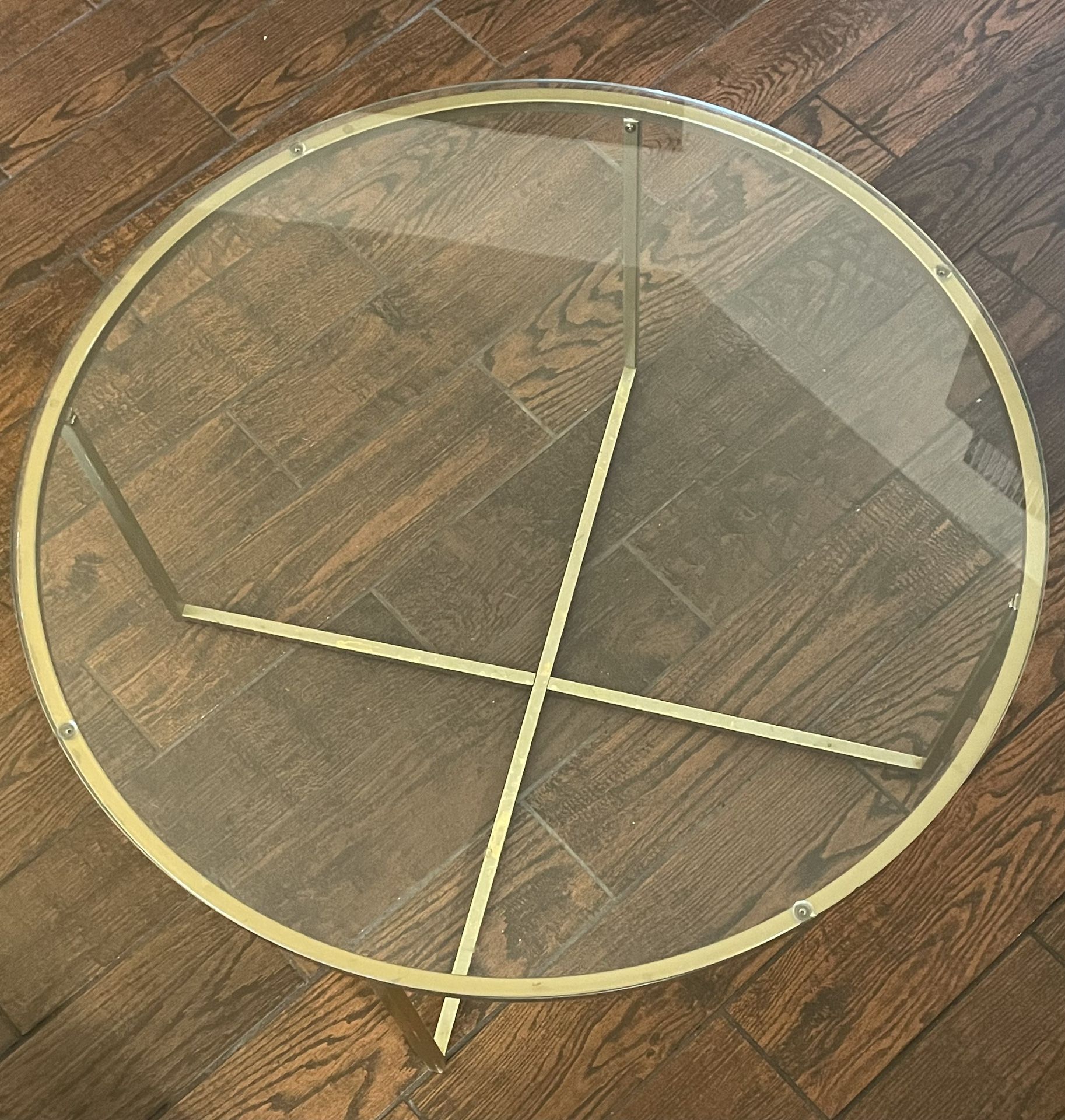 Circular Glass, Coffee Table, With gold Detail