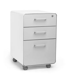 Stow 3 Drawer File Cabinet, Rolling White Gray By Poppin (NEW IN BOX)