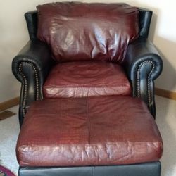 Viewpoint Leather Works Chair & Ottoman