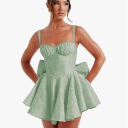 Short Dress W Bow Applique Corset 