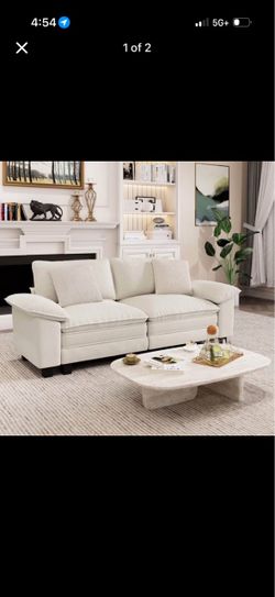87.5" New Sofa Deep seat  Beige Chenille