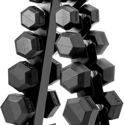 Rubber hex dumbbells With Rack 250