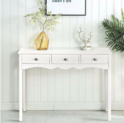 White Dressing Table with 3 Drawer for Bedroom, Living Room