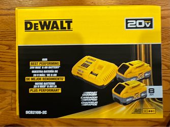 New DEWALT 20V MAX XR 8Ah Powerpack Battery and Charger Kit DCB2108-2C