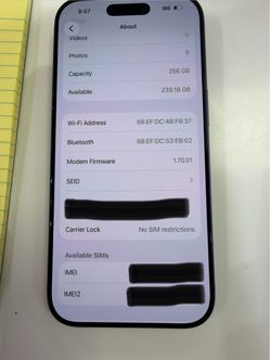 Unlocked 17 Pro 256gb Blue