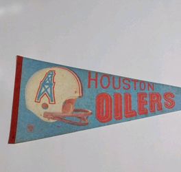 Vintage Original 1970s HOUSTON OILERS NFL Helmet Logo Full Size Pennant Flag