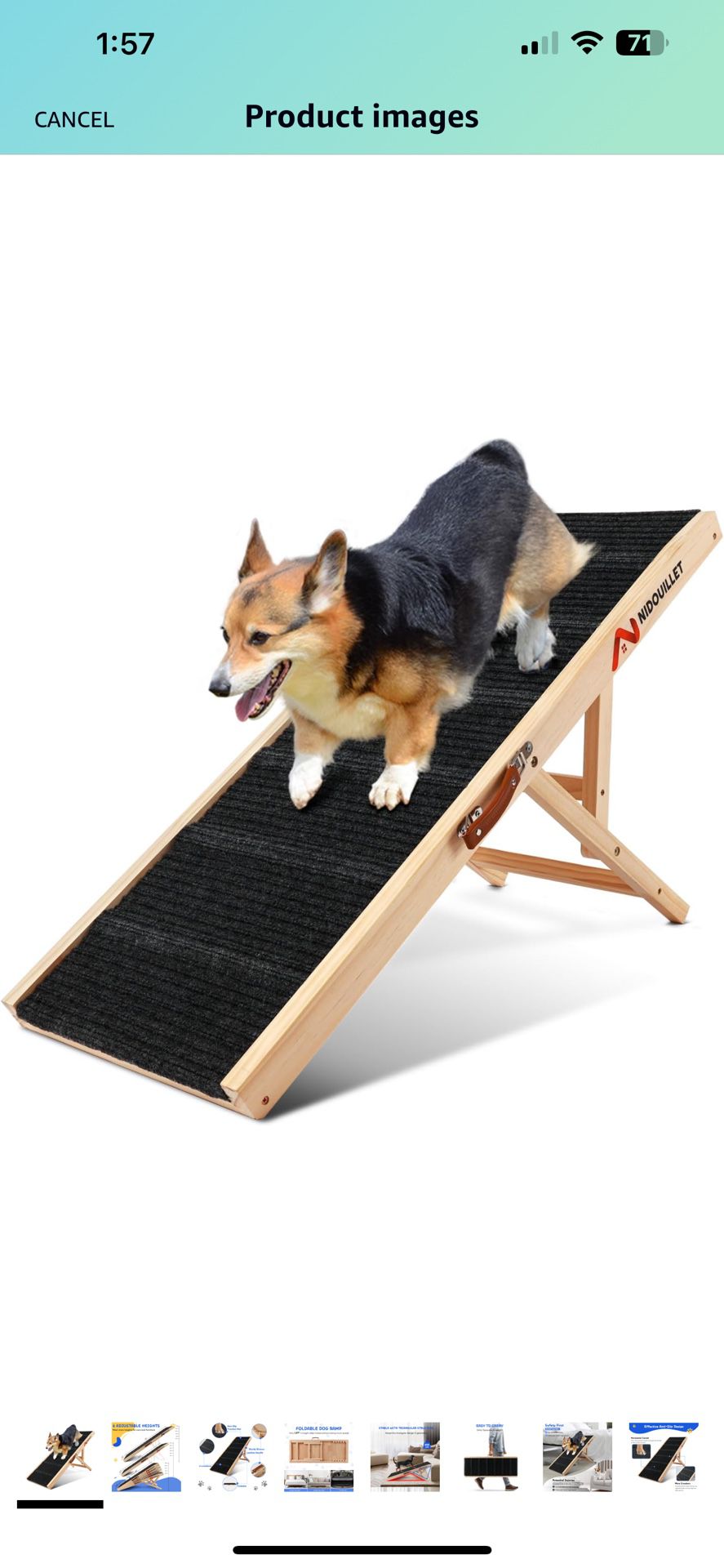 Dog Ramp for Bed, 39" Long Wooden Foldable Dog Ramp,
