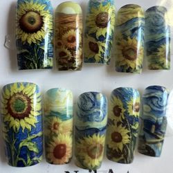 Sunflower Nails :) So pretty! Summer Nails!
