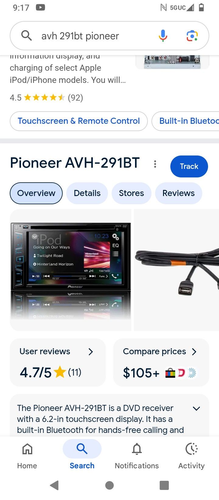 Pioneer Double Din Radio