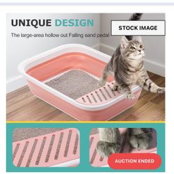 TomteNisse Open Top Cat Litter Box, Large Foldable Cat Potty Height-Adjustable Sides Anti-Splash, Open Air Kitty Litter Pan No Smell, Cat Toilet Easy 