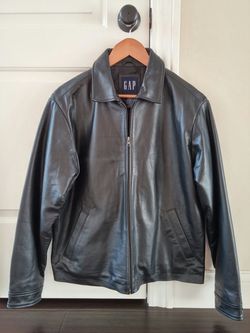 GAP Genuine Leather Bomber Jacket Black