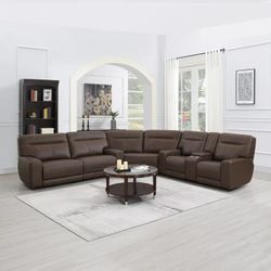 6-piece Top-grain Leather Power Reclining Sectional，$2150