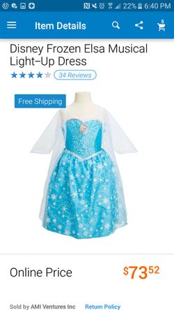 Princess Elsa light-up and music playing Halloween costume