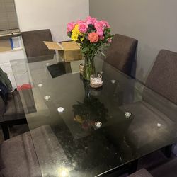 Glass kitchen table and chairs