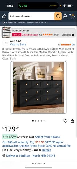 8 drawer dresser with outlet