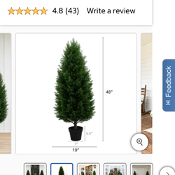 2    4’ artificial cedar trees