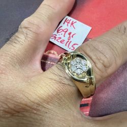 14K Solid Gold Ring For Wedding NATURAL DIAMONDS 💎 STONES 6.9Gr Size 11.5