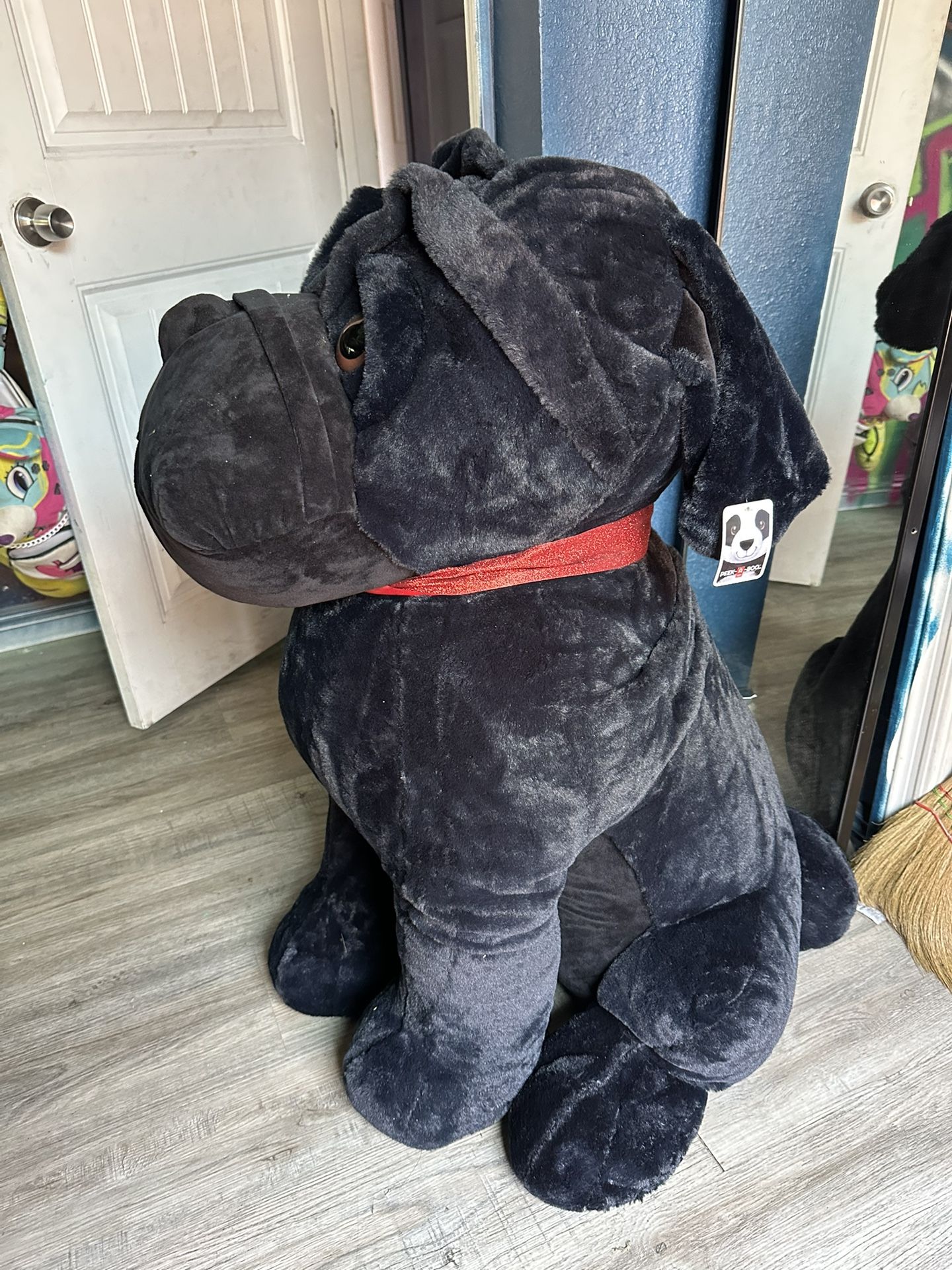 Peek-A-Boo Stuffed Giant Black Dog