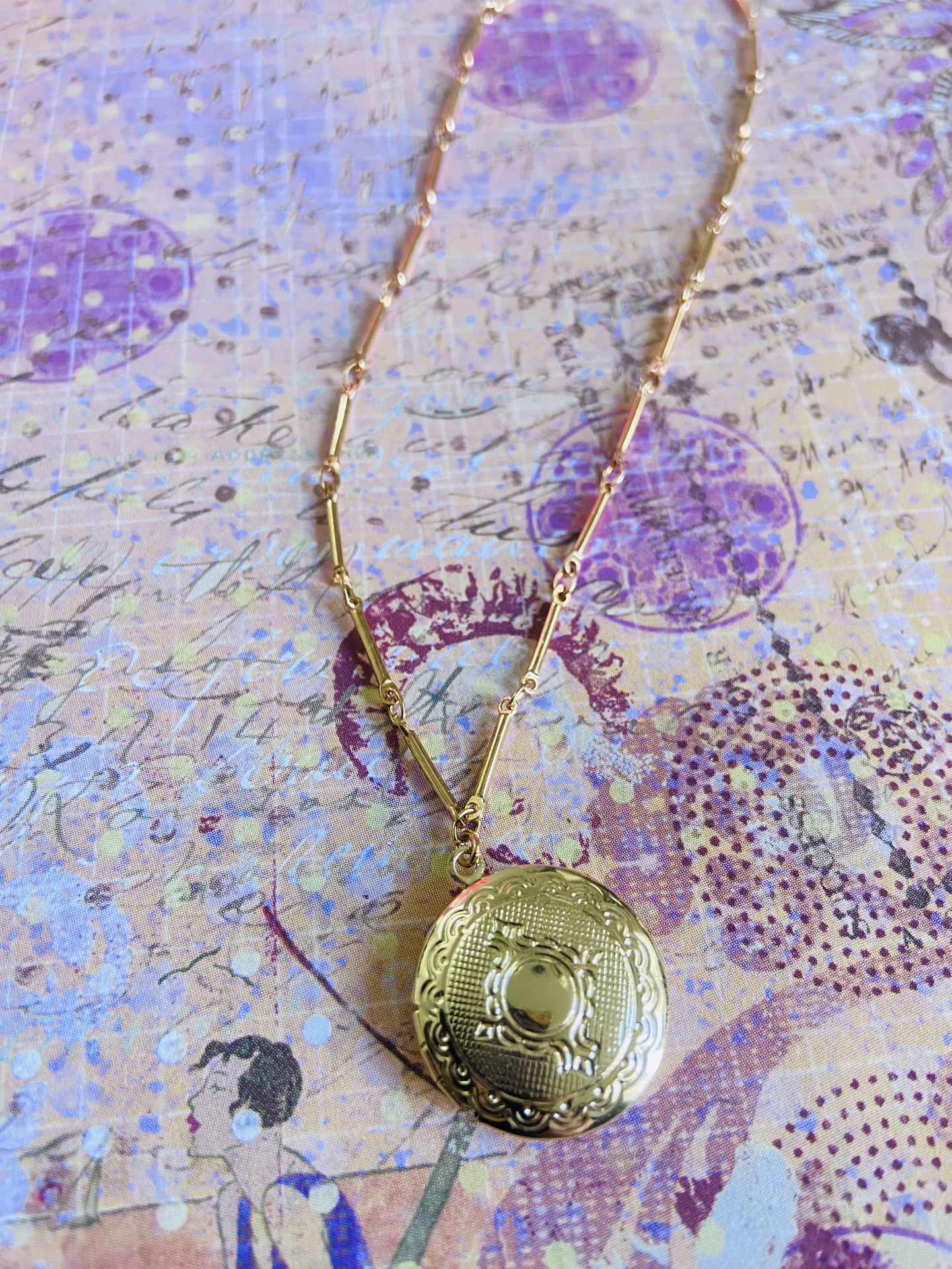 New Handmade 18k Gold plated locket Pendant Necklacet-Memory Photo Locket Pendant charm necklace-vintage style memory locket necklace-friendship neckl
