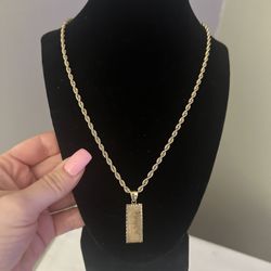 Gold 10k Chain And Dollar Bill Pendant (Real Gold)