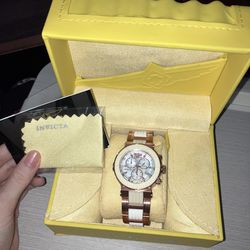Invicta Angel Women’s Rose Gold & White Chronograph Watch w/ Box
