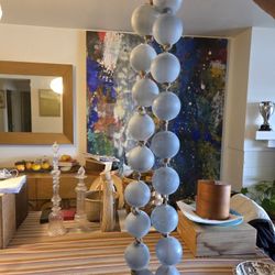 Large Blown Glass Balls Strung On Rope. Approx 6 '.
