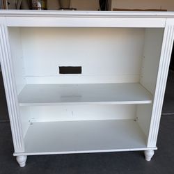 2-Tier White Wood Bookcase/Shelf
