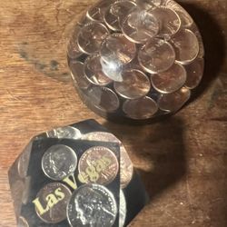Vintage Coins In Resin Las Vegas Souvenir Pennies