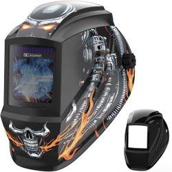 2 Pcs Large Viewing Screen 3.94”×3.82” Welding Helmet Auto Darkening, True Color Welding Hood with 4 Arc Sensor Solar Powered, Wide Shade 4-5/5-9/9-13