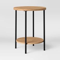 Wood and Metal Round End Table -