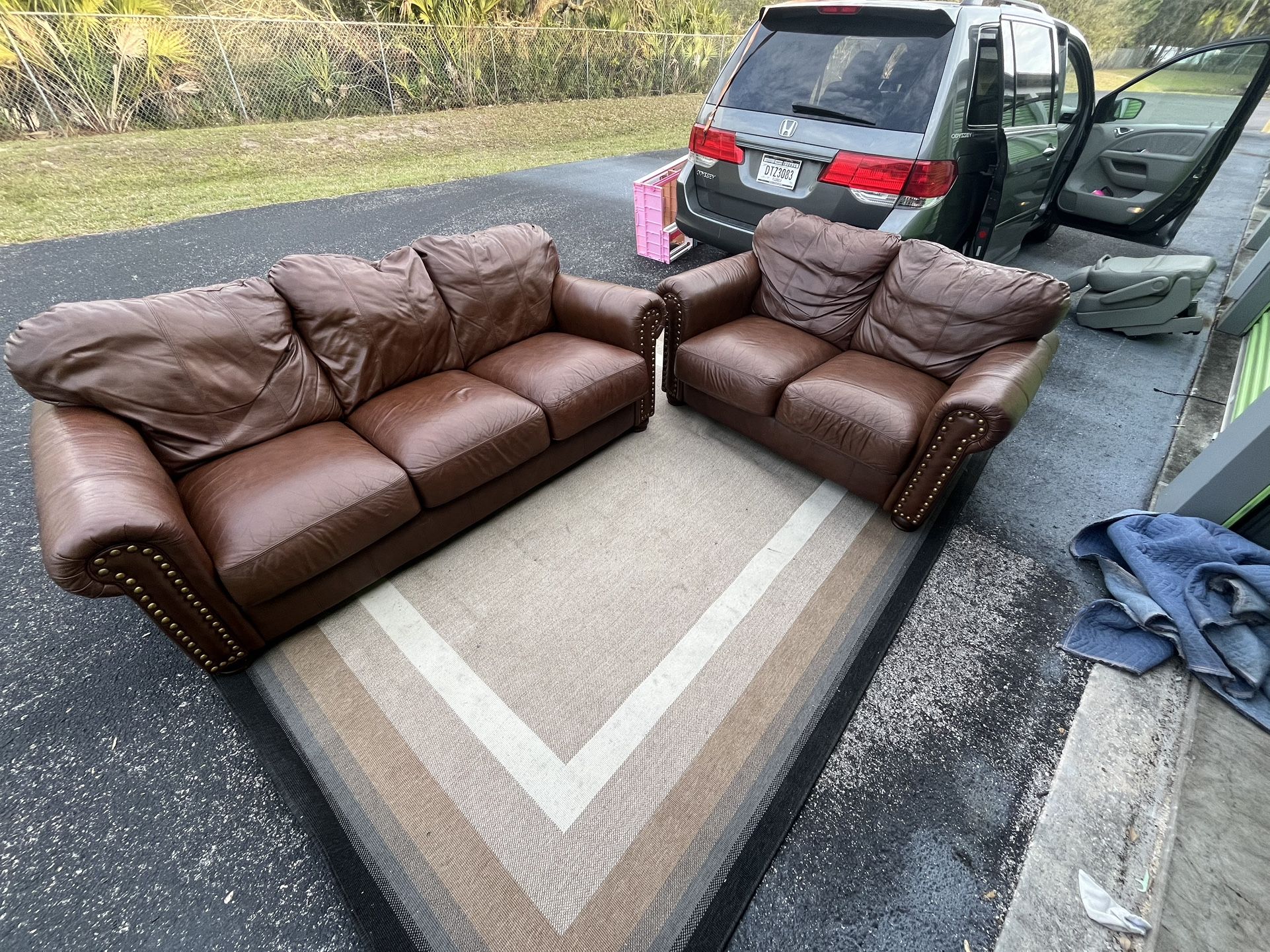 Genuine Leather, Three Seater Couch With Loveseat As Well
