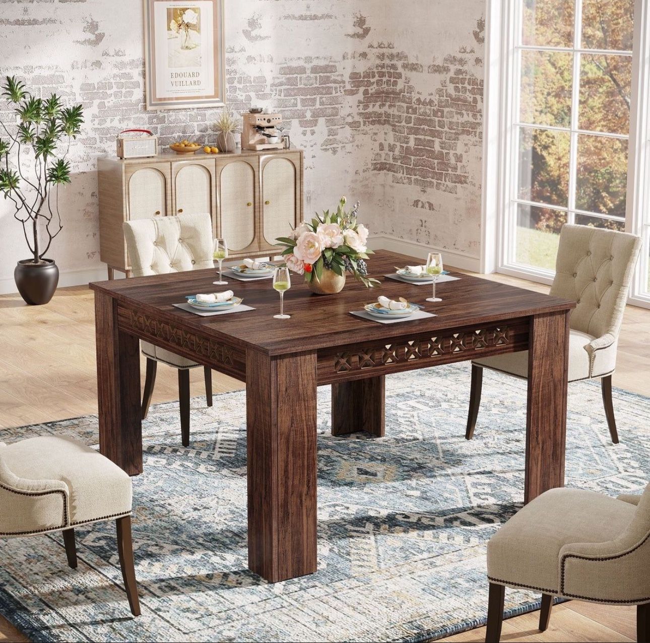 43" Conference Table, Wood Square Meeting Desk with Heavy Legs or 43" Wood Dining Table, Small Square Kitchen Table for 4 Brand New still in the box
