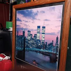 World Trade Center  New York City.   (26 X) 20 Oak Frame. Good Condition 