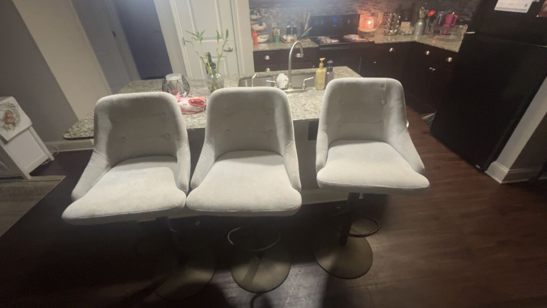 3 grey bar Stools