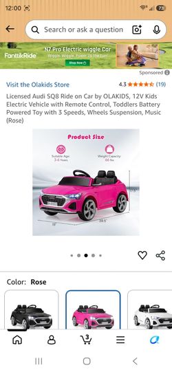 tq10286us-pi Bright pink 12V kids ride-on car Audi SQ8 with music panel