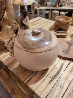 Hand-Turned Wooden Bowl with Lid