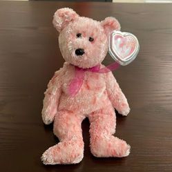 Vintage Ty Beanie Baby Smitten the Pink Bear EUC 9” with all tags attached 2002 