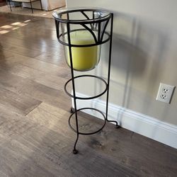 Rare, Hard-To-Find Retired/Discontinued Vintage PartyLite 3-Wick Floor Candle Holder With Wrought Iron Stand and Glass Hurricane Insert  