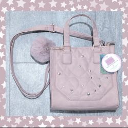 Under One Sky Pink Tote Bag Purse W/ PomPom Accessory

