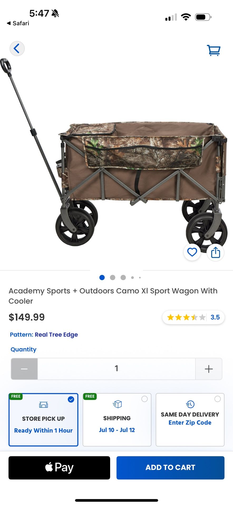 XL Folding Camo Wagon With Cooler