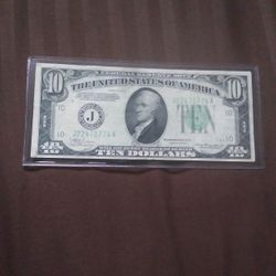 Series 1934 A , Lime Green Seal $10 